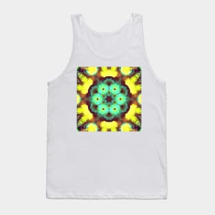 Psychedelic Hippie Flower Green and Yellow Tank Top